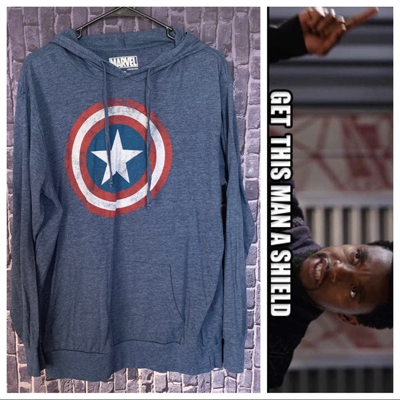 Captain America Hooded Long Sleeve Tee